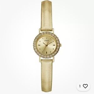 GUESS Gold Crystal Watch U96012L2 – Genuine Leather Band